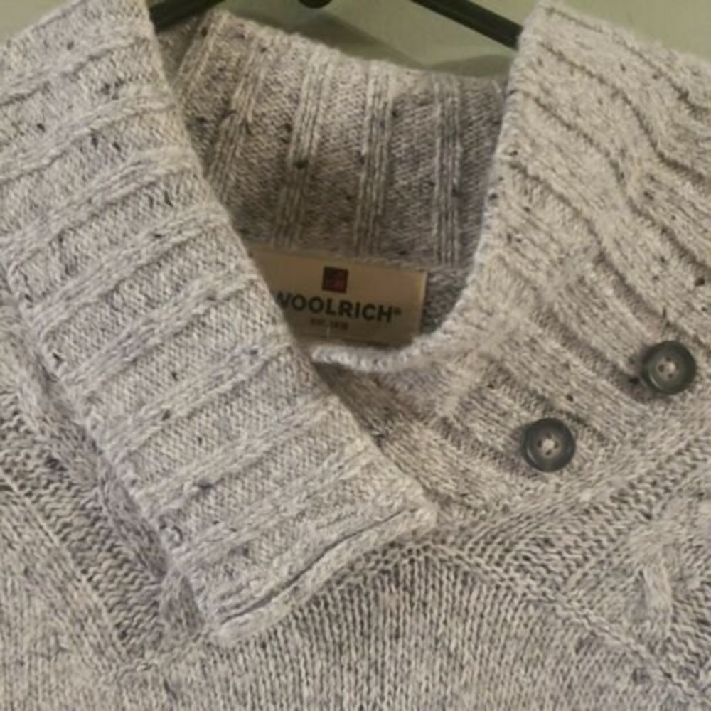 Vintage Woolrich Shawl Collar Sweater – Medium – Gray/Cream Wool Blend - Picture 5 of 8